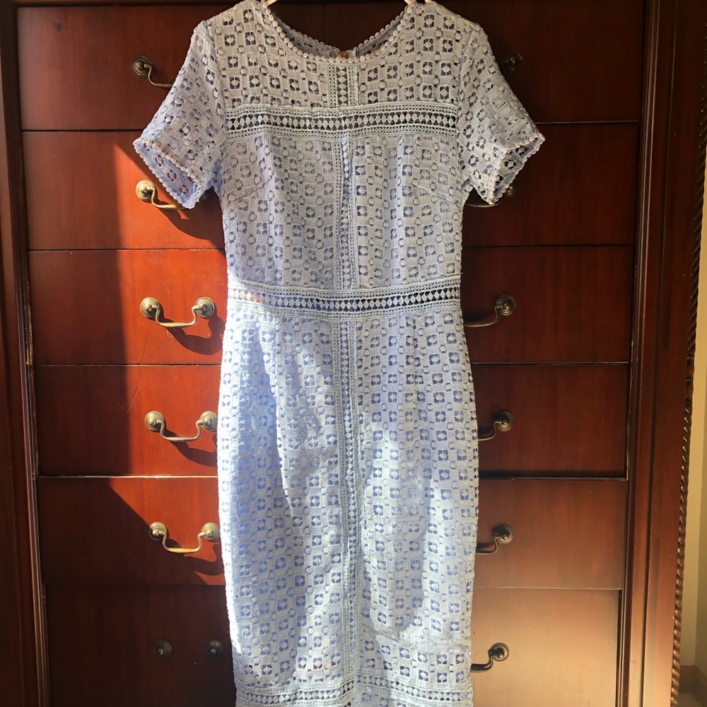 Beautiful Baby Blue Crochet Maxi Dress by Showny Size L